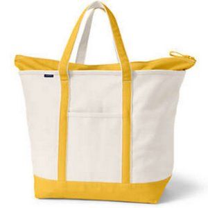 Extra Large Natural Zip Top Canvas Tote Bag, NWT!